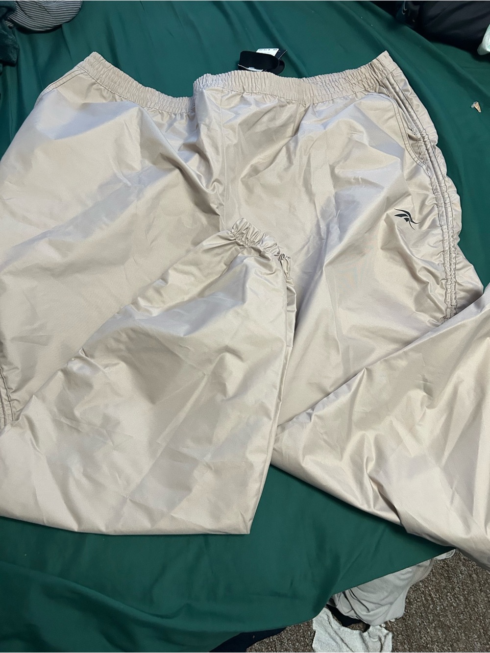 Light Beige womens plus Track Pants - Reebok cardi B